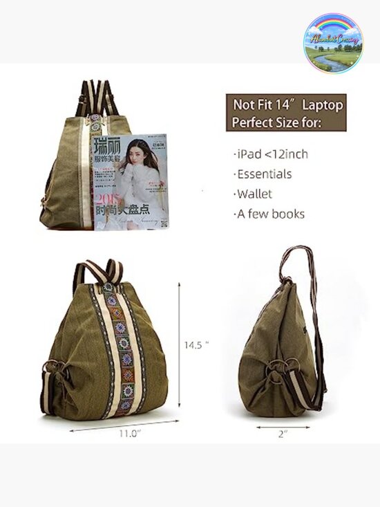 Canvas Backpack Daypack Casual Shoulder Bag Heavy-duty Anti-theft Travel
